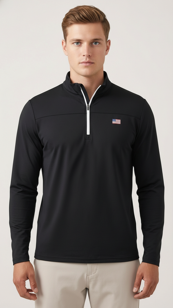 Jet Black Windsor Q ZIp - American Flag