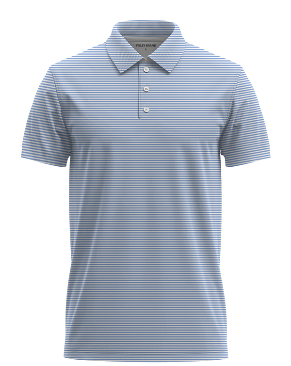 Classic Blue and White Striped Polo