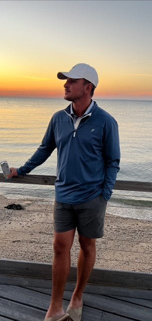 Vintage Denim Blue Windsor Q Zip - American Flag