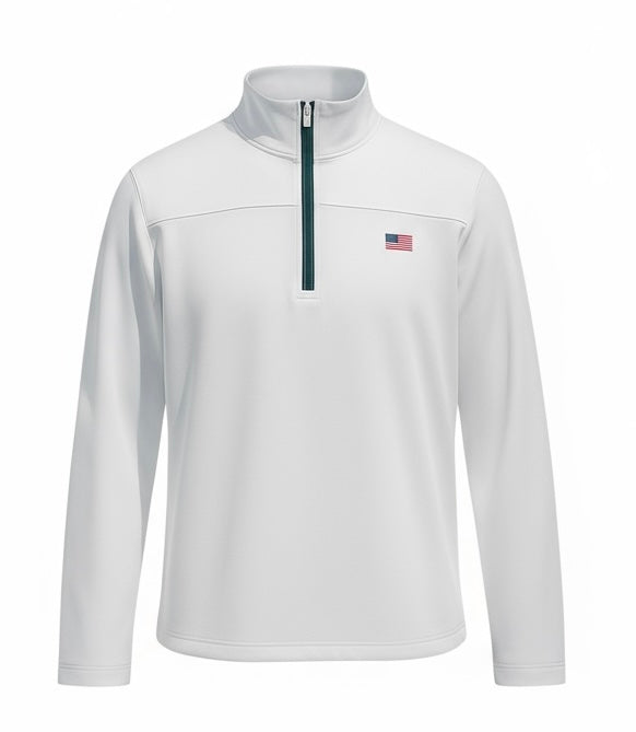 Arctic White Windsor Q Zip - American Flag