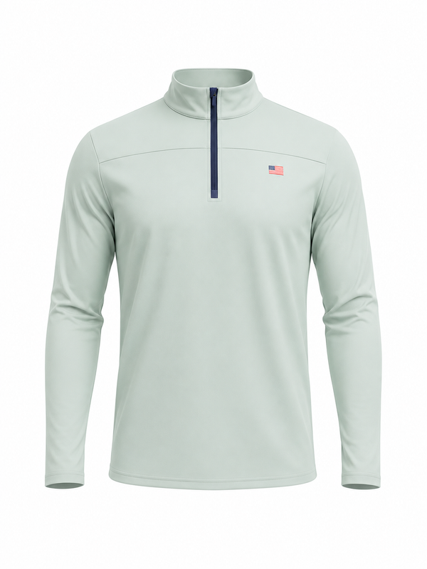 Sea Foam Green Windsor Q Zip - American Flag