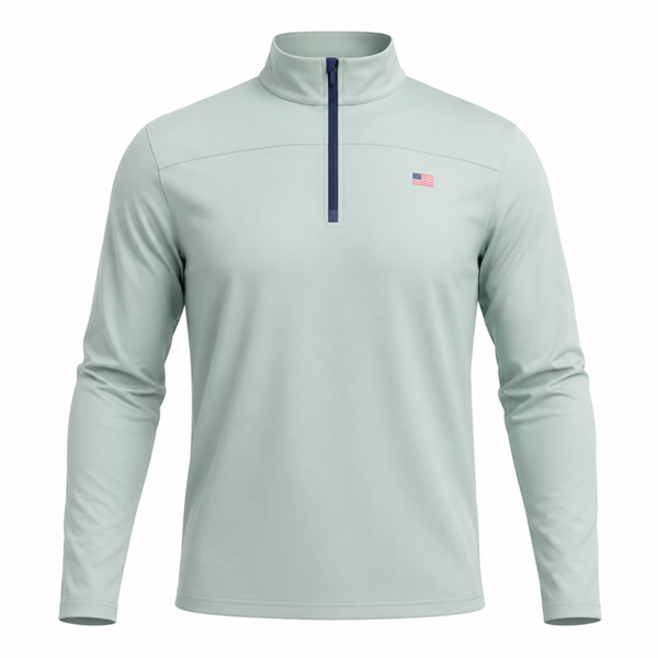 Sea Foam Green Windsor Q Zip - American Flag