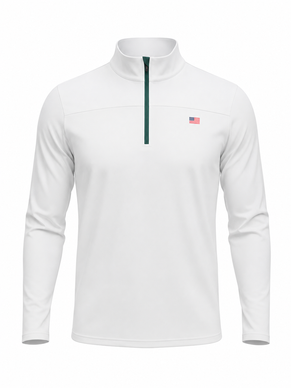 Arctic White Windsor Q Zip - American Flag