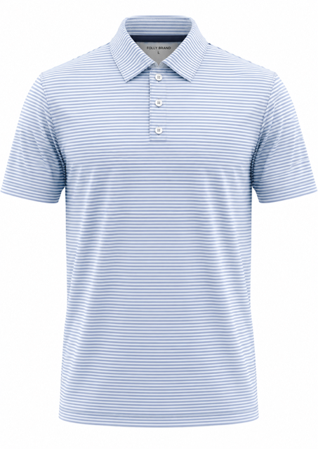 Classic Blue and White Striped Polo